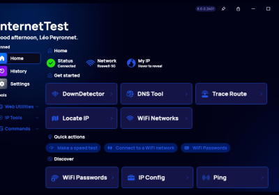InternetTest 网络检测工具，支持一键查询IP/DNS、WIFI密码信息